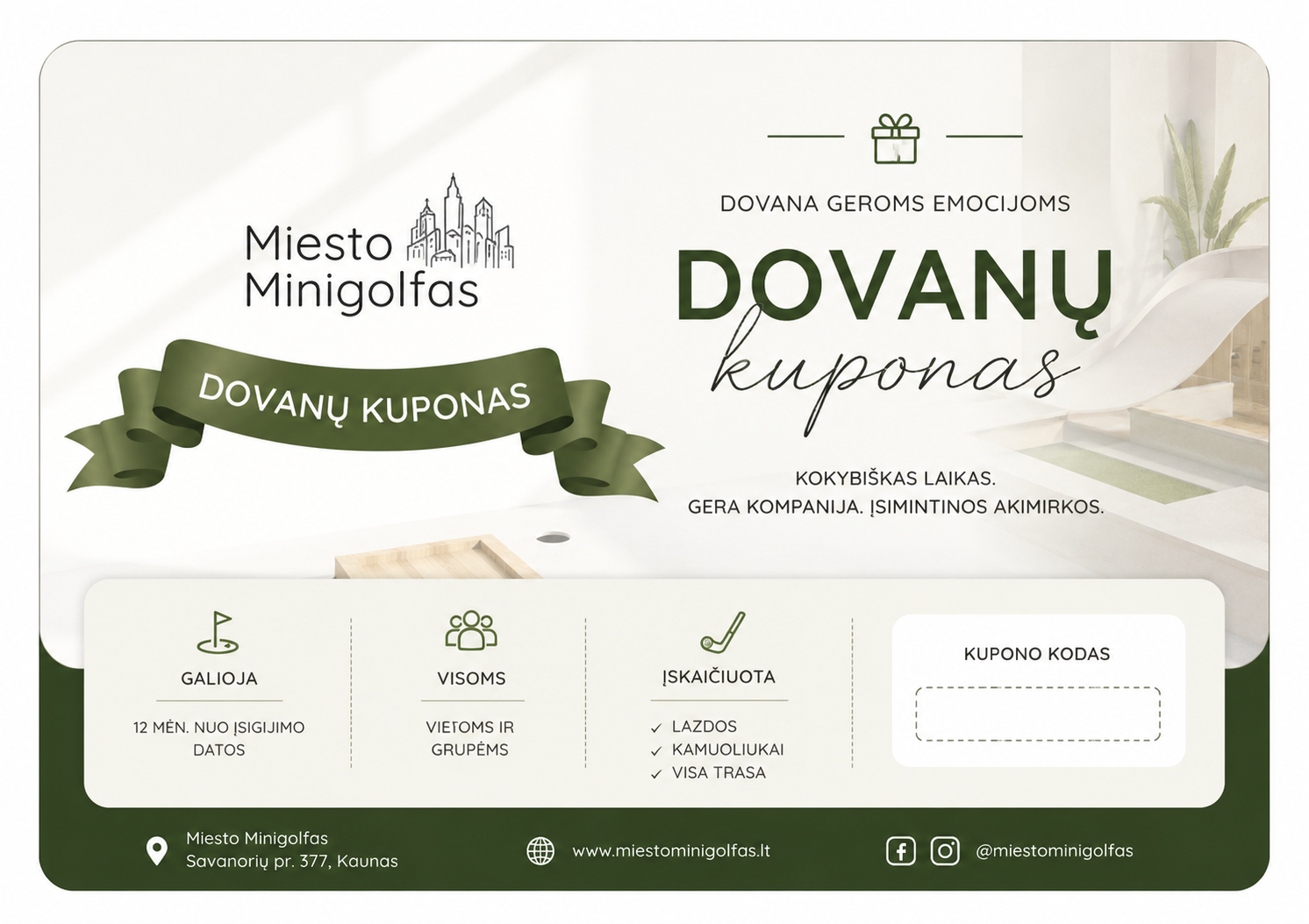 Dovanų kuponas miesto minigolfas